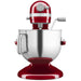 KitchenAid KSM70SNDXER 7 quart bowl-lift stand mixer in red with stainless steel bowl, front view