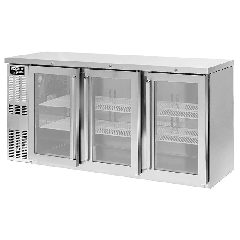 Kool-It KNB-72-3SG Stainless Steel 72" Triple Door Back Bar Cooler-Phoenix Food Equipment