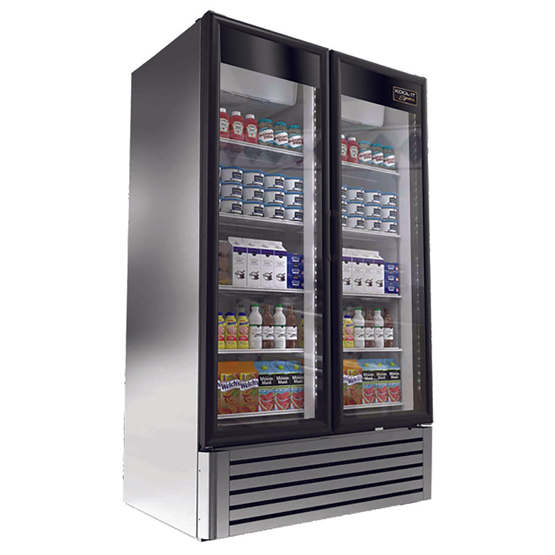 Kool-It LX-40R Series Double Door 47" Wide Display Refrigerator - Black or Stainless Steel Finish-Phoenix Food Equipment
