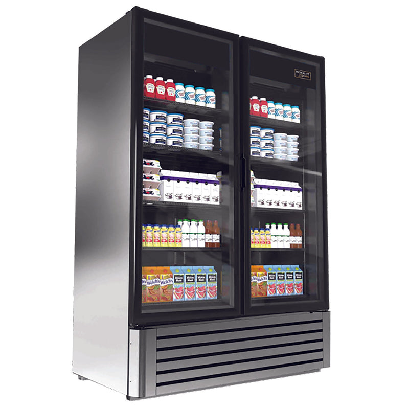 Kool-It LX-46R Series Double Door 54" Wide Display Refrigerator - Black or Stainless Steel Finish-Phoenix Food Equipment