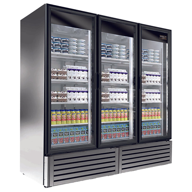 Kool-It LX-74R Series Triple Door 79" Wide Display Refrigerator - Black or Stainless Steel Finish-Phoenix Food Equipment