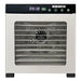 LEM 1731 BigBite 10-tray stainless steel dehydrator, straight-on front view showing the trays and rear fan