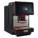 La Cimbali S-LITE automatic espresso machine in black with touchscreen and red accent lighting, angled view