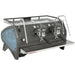 La Marzocco STRADA-S-AV-2-GR two group espresso machine, angled view showing the blue side panel and steam wands