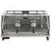 La Marzocco STRADA-S-AV-2-GR two group espresso machine, front view of the grey body with exposed group heads