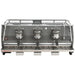 La Marzocco STRADA-S-AV-3-GR three group espresso machine, front view of the grey body with three exposed group heads