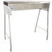 Marsili & Son stainless steel spiedini BBQ grill with lid closed on tall folding legs, angled front view