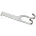 Mercer Culinary double magnetic hook set of 2, side view of the forked brushed stainless steel double hook