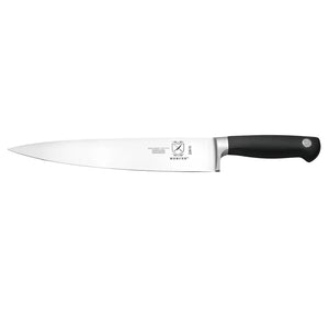 Mercer Culinary Genesis 10-inch chef's knife with long forged stainless steel blade and black ergonomic handle
