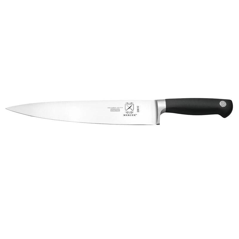 Mercer Culinary Genesis 10-inch chef's knife with long forged stainless steel blade and black ergonomic handle