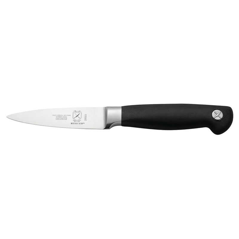 Mercer Culinary Genesis 3 1/2-inch paring knife with forged stainless steel blade and black non-slip handle