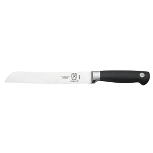 Mercer Culinary Genesis 8-inch bread knife with wavy serrated stainless steel blade and black non-slip handle
