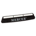 Mercer Culinary knife sharpening guide, black angled base with white stone insert and Mercer logo on the side