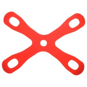 Mercer Culinary Board Buddy cutting board holder in red, X-shaped silicone grip that keeps boards from sliding