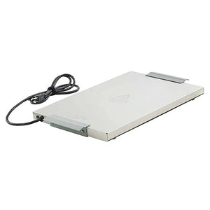 Metro MLH1 food carrier heater, flat stainless steel heating plate with power cord, angled view