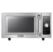 Midea 1025F0A commercial dial timer microwave, 1000W, stainless steel with glass door window and dial control