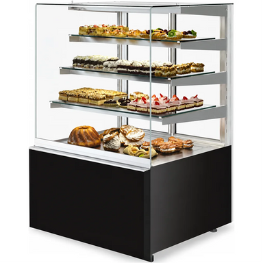 NOVA CUBE Series Square Glass 3 Tier Refrigerated Pastry Display Case - Various Sizes-Phoenix Food Equipment