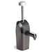 Nemco 10959 single in-counter condiment dispenser, black body with plunger pump and spout, angled side view