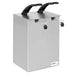 Nemco 10961 stainless steel countertop condiment dispenser configuration with two black pump handles, angled view
