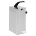 Nemco 10961 single stainless steel countertop condiment dispenser with one black pump handle, angled front view