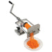Nemco 55050AN-G Garnish Cutter, 5/64 inch hand crank cutter making fine carrot strands onto a white plate