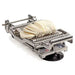Nemco 55300A-516D Easy Cheeser for mozzarella with sliced mozzarella on the wire bed, angled side view