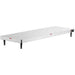 Nemco 6301 series countertop heated shelf, extra long stainless steel size raised on black legs, angled view