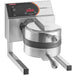 Nemco 7020A single Belgian waffle baker, rotating model with black band and digital controls, lid closed, angled