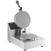 Nemco 7030A single cone maker with textured round baking grids and lid open, stainless steel base, angled view