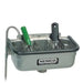 Nemco 77316 series ice cream dipper well, compact stainless steel size with faucet and two scoops, angled view