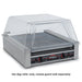 Nemco 8045N narrow hot dog grill with 16 rollers and clear sneeze guard, alternate configuration with black control panel