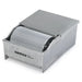 Nemco 8150 series butter spreader, brushed stainless steel housing with roller applicator and lid, angled view