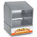 Nemco 8300 series hot dog and bun steamer, stainless steel with glass doors and hot dog graphic on lower panel