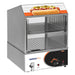 Nemco 8300 series hot dog and bun steamer, stainless steel with glass doors, wire rack and dial control, front view