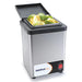 Nemco 9030 condiment chiller for a 1/6 size pan, stainless steel with lid open showing lime wedges, angled view
