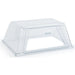 Nemco clear polycarbonate guard for hot dog rollers, tall dome style sneeze guard with open front, angled view