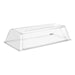 Nemco clear polycarbonate guard for Nemco hot dog rollers, low profile sneeze guard with front opening, angled view