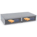 Nemco stainless steel bun box with clear polycarbonate door and hot dog bun graphics, angled front view