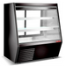 New Air NDDC-48-GC 48-inch refrigerated deli case, black cabinet with lit glass front and two display shelves