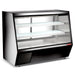 New Air NDDC-72-GC 72-inch refrigerated deli case, black cabinet with glass front and lit display shelves