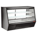 New Air NDDC-84-GC 84-inch refrigerated deli case, long black cabinet with glass front and two display shelves