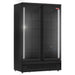New Air NGF-49-HB double door 49-inch glass door display freezer, black cabinet with LED lighting, front view