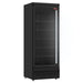 New Air NGR-30-HB single door 30-inch glass door display refrigerator, black cabinet with LED lighting, angled view