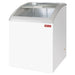 New Air NIF-24-CG single door 24-inch curved glass display chest freezer in white with sliding glass lid