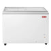 New Air NIF-41-FG double door 41-inch flat glass display chest freezer, white cabinet with sliding glass lids