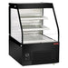 New Air NOM-36-CDS mid profile 36-inch open air refrigerator, black cabinet with glass sides and three shelves