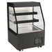 New Air NOM-36-HTS mid profile 36-inch open heated merchandiser, dark grey cabinet with two display shelves