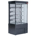 New Air NOM-40-S 40-inch open air refrigerated merchandiser, black cabinet with glass sides and wire shelves