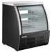 Nordic Air DDC-36 36-inch curved glass refrigerated deli case with black exterior and glass shelves, angled view