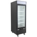 Nordic Air GRM-22C and GRM-25C single door black glass display refrigerator on casters, angled left view